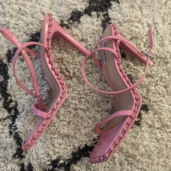 steve madden zelle pink high heels with rhinestones - Picture 5 of 9